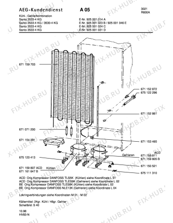 Взрыв-схема холодильника Aeg S3530-4 KG E - Схема узла Refrigerator cooling system